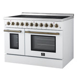 Forno Paolo Freestanding Electric Range with Antique Brass, True Convection Oven, Energy Efficient