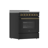 Forno Paolo Freestanding Electric Range with Antique Brass, True Convection Oven, Energy Efficient