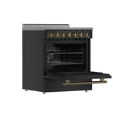 Forno Paolo Freestanding Electric Range with Antique Brass, True Convection Oven, Energy Efficient