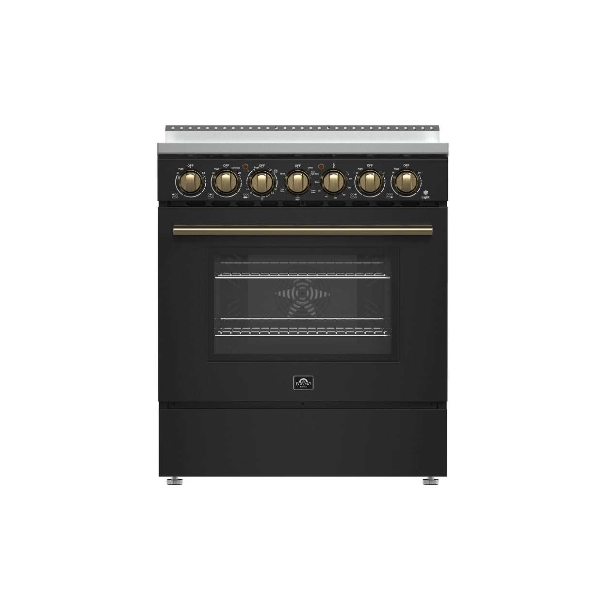Forno Paolo Freestanding Electric Range with Antique Brass, True Convection Oven, Energy Efficient
