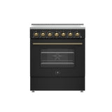 Forno Paolo Freestanding Electric Range with Antique Brass, True Convection Oven, Energy Efficient
