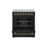 Forno Paolo Freestanding Electric Range with Antique Brass, True Convection Oven, Energy Efficient