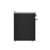 Forno Paolo Freestanding Electric Range with Antique Brass, True Convection Oven, Energy Efficient