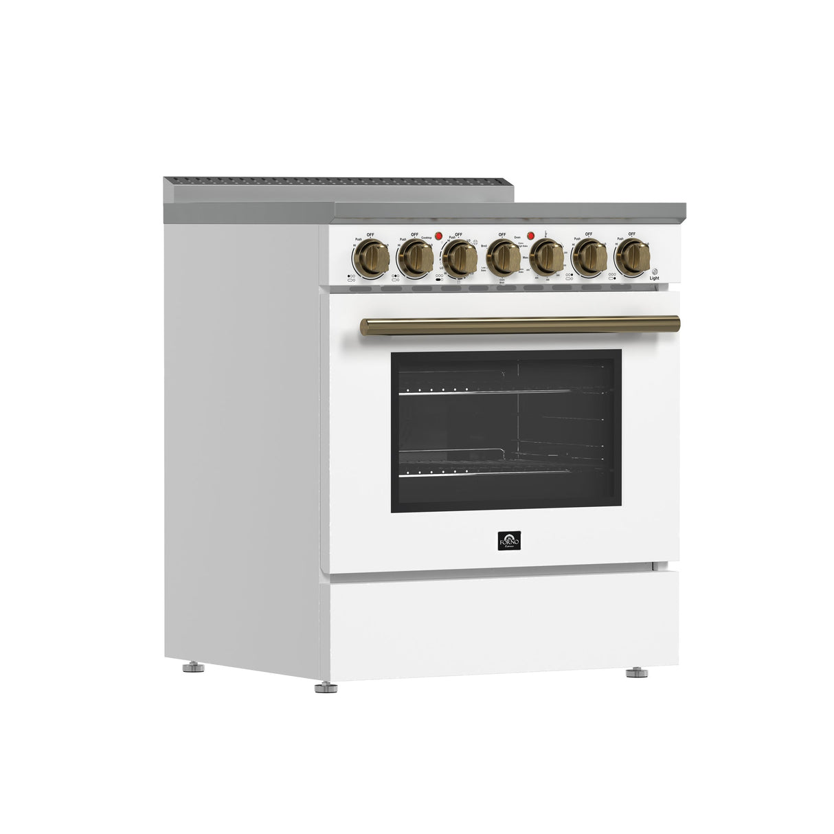 Forno Paolo Freestanding Electric Range with Antique Brass, True Convection Oven, Energy Efficient