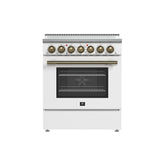 Forno Paolo Freestanding Electric Range with Antique Brass, True Convection Oven, Energy Efficient