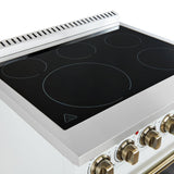 Forno Paolo Freestanding Electric Range with Antique Brass, True Convection Oven, Energy Efficient