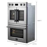 Forno Asti 30" Double Wall Oven – Stainless Steel with Upper French Doors, 7.36 cu.ft, 7200W Dual Convection, Air Fry, Self-Clean