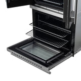 Forno Asti 30" Double Wall Oven – Stainless Steel with Upper French Doors, 7.36 cu.ft, 7200W Dual Convection, Air Fry, Self-Clean