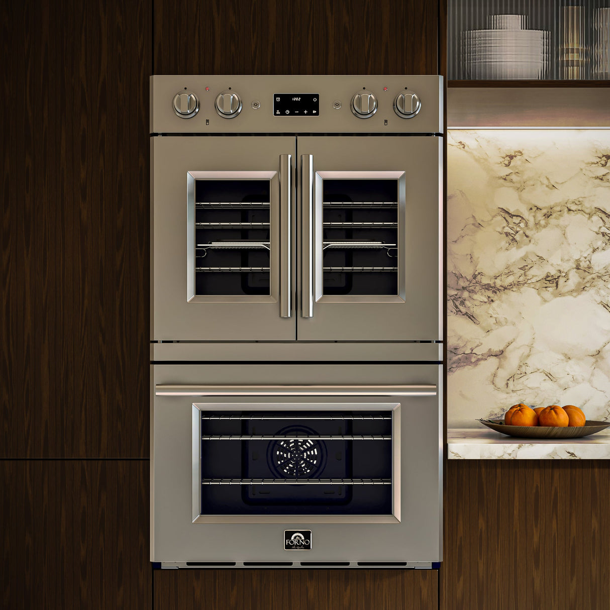 Forno Gallico 30" Electric French Door Double Oven – Stainless Steel, 7.36 cu.ft, Convection, Self-Cleaning