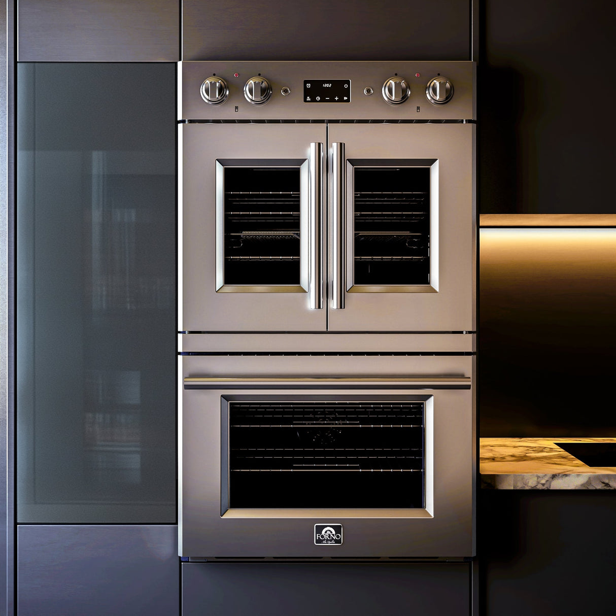 Forno Gallico 30" Electric French Door Double Oven – Stainless Steel, 7.36 cu.ft, Convection, Self-Cleaning