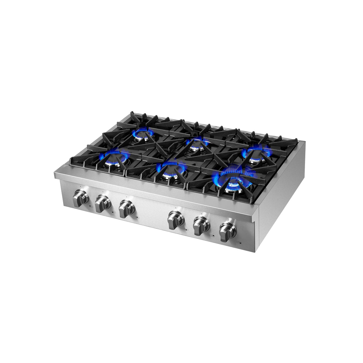 Forno Cossato Alta Qualita Pro-Style Gas Rangetop, Stainless Steel, Continuous Cast Iron Grates