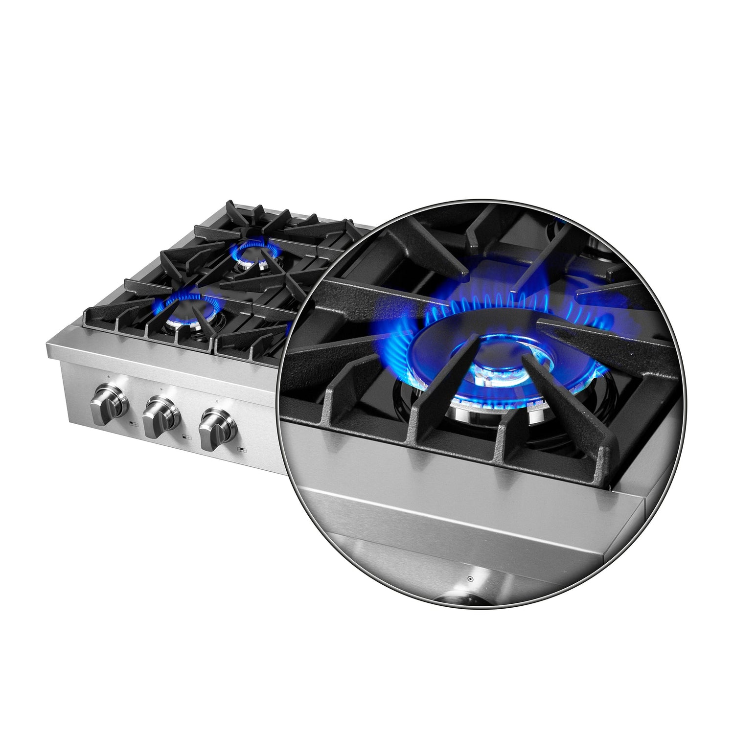 Forno Cossato Alta Qualita Pro-Style Gas Rangetop, Stainless Steel, Continuous Cast Iron Grates