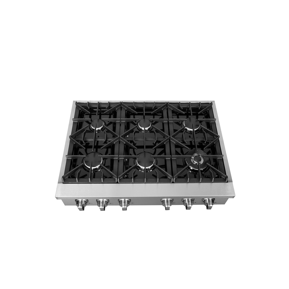 Forno Cossato Alta Qualita Pro-Style Gas Rangetop, Stainless Steel, Continuous Cast Iron Grates
