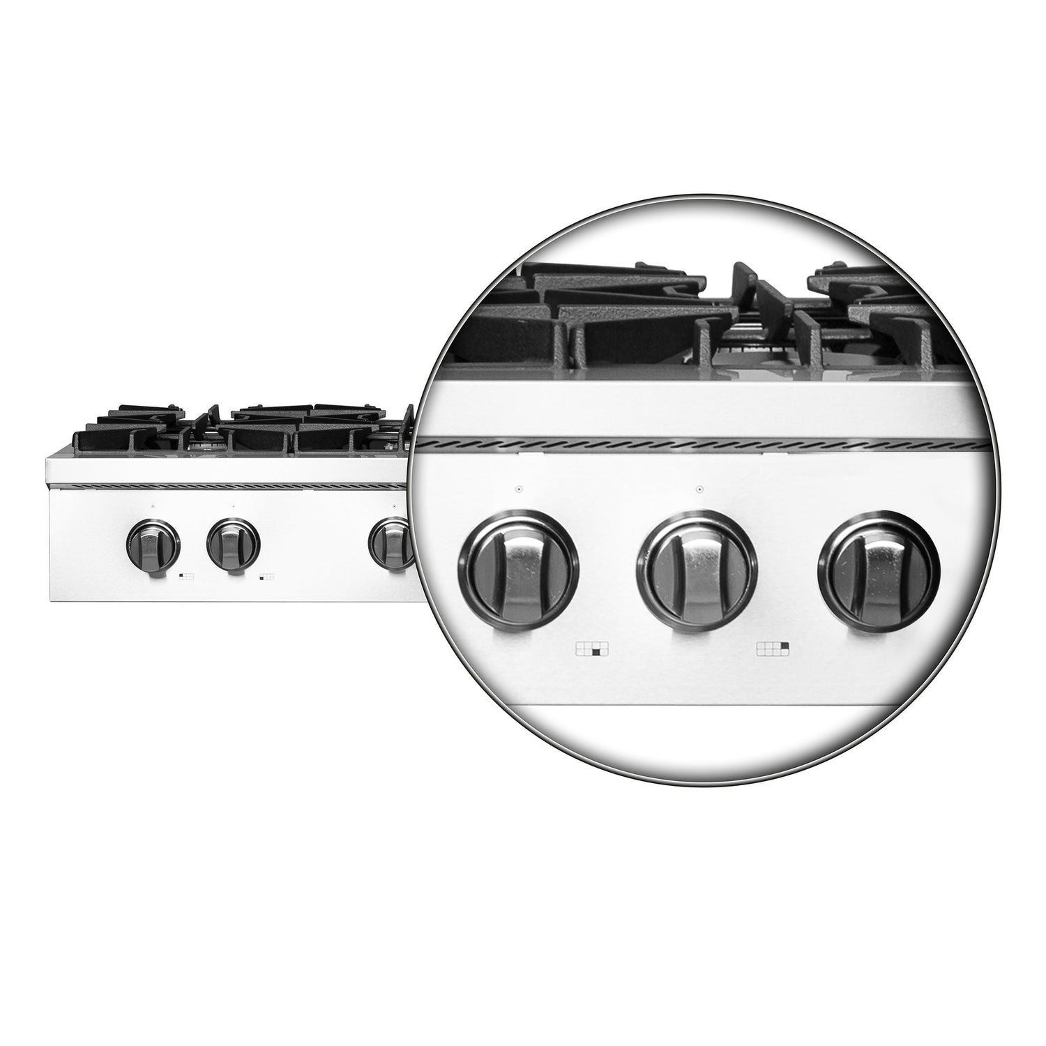 Forno Cossato Alta Qualita Pro-Style Gas Rangetop, Stainless Steel, Continuous Cast Iron Grates
