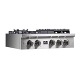 Forno Spezia Alta Qualita Pro-Style Gas Rangetop, Stainless Steel, Continuous Cast Iron Grates