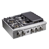 Forno Spezia Alta Qualita Pro-Style Gas Rangetop, Stainless Steel, Continuous Cast Iron Grates