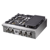 Forno Spezia Alta Qualita Pro-Style Gas Rangetop, Stainless Steel, Continuous Cast Iron Grates