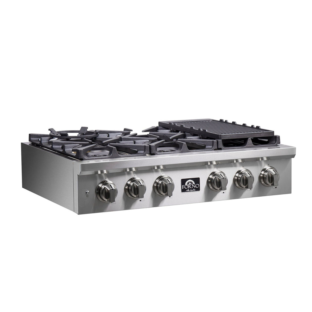 Forno Spezia Alta Qualita Pro-Style Gas Rangetop, Stainless Steel, Continuous Cast Iron Grates