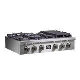 Forno Spezia Alta Qualita Pro-Style Gas Rangetop, Stainless Steel, Continuous Cast Iron Grates