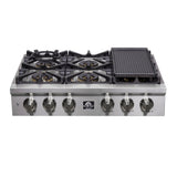 Forno Spezia Alta Qualita Pro-Style Gas Rangetop, Stainless Steel, Continuous Cast Iron Grates