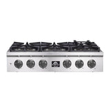 Forno Spezia Alta Qualita Pro-Style Gas Rangetop, Stainless Steel, Continuous Cast Iron Grates