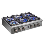 Forno Spezia Alta Qualita Pro-Style Gas Rangetop, Stainless Steel, Continuous Cast Iron Grates