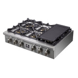 Forno Spezia Alta Qualita Pro-Style Gas Rangetop, Stainless Steel, Continuous Cast Iron Grates