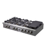 Forno Spezia Alta Qualita Pro-Style Gas Rangetop, Stainless Steel, Continuous Cast Iron Grates