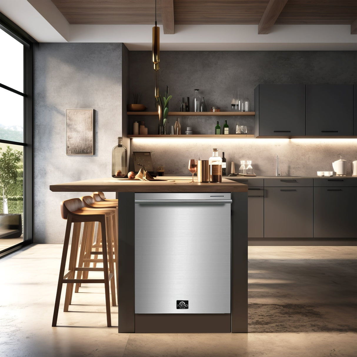 Forno Pozzo 24-Inch Built-In Tall Tub Top Control Dishwasher, Stainless Steel, 49 dBA