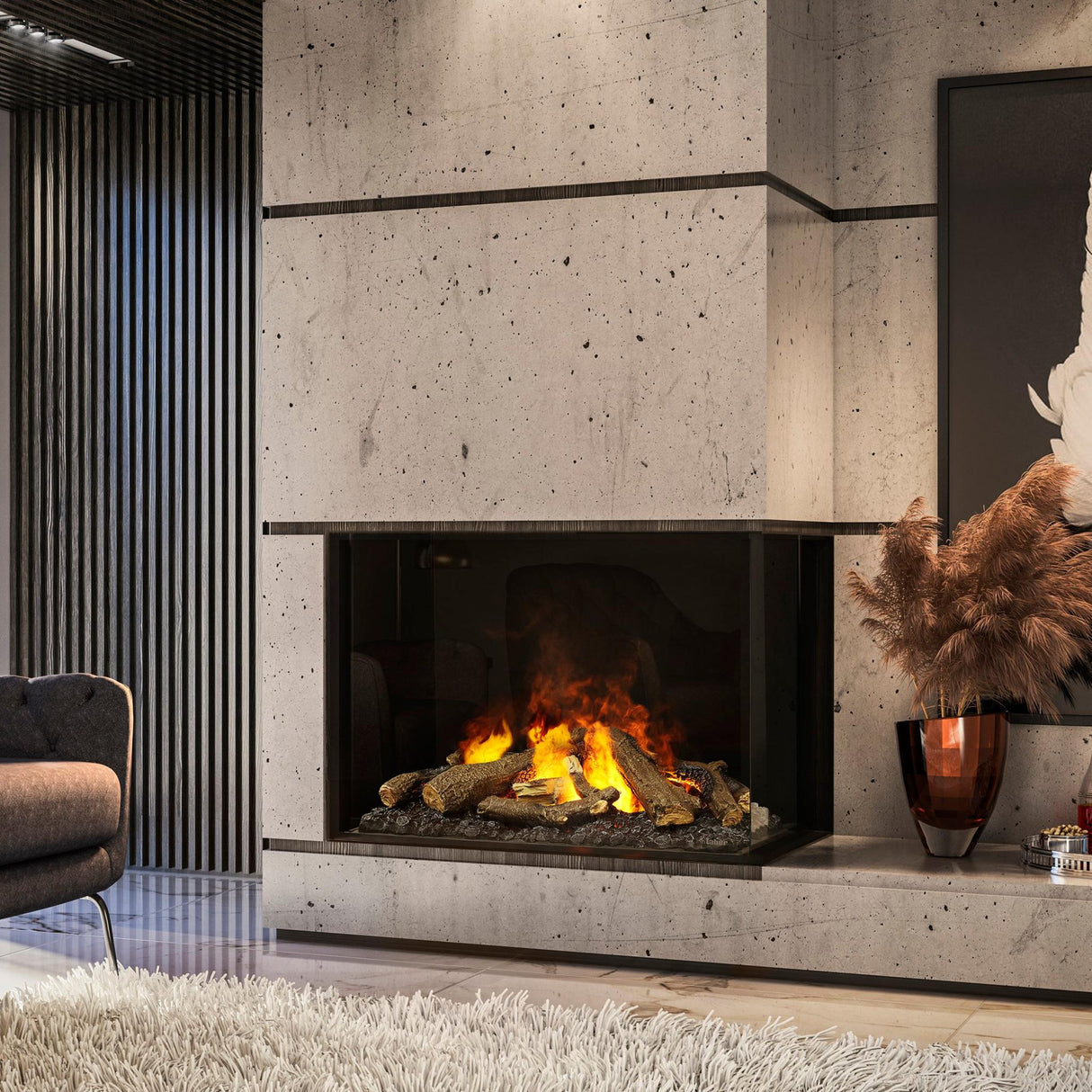 Dimplex e-MatriX 32" x 26" Two Side Electric Firebox Right-Facing - FEF3226L2R