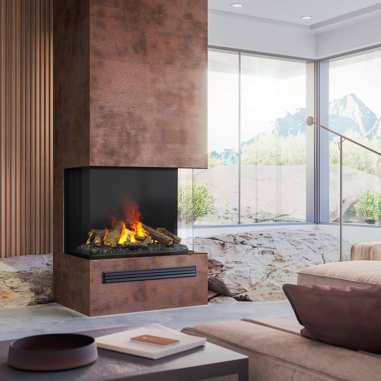 Dimplex e-MatriX 32"x26" Electric Firebox, Three-Sided (Bay) Front Glass - FEF3226L3