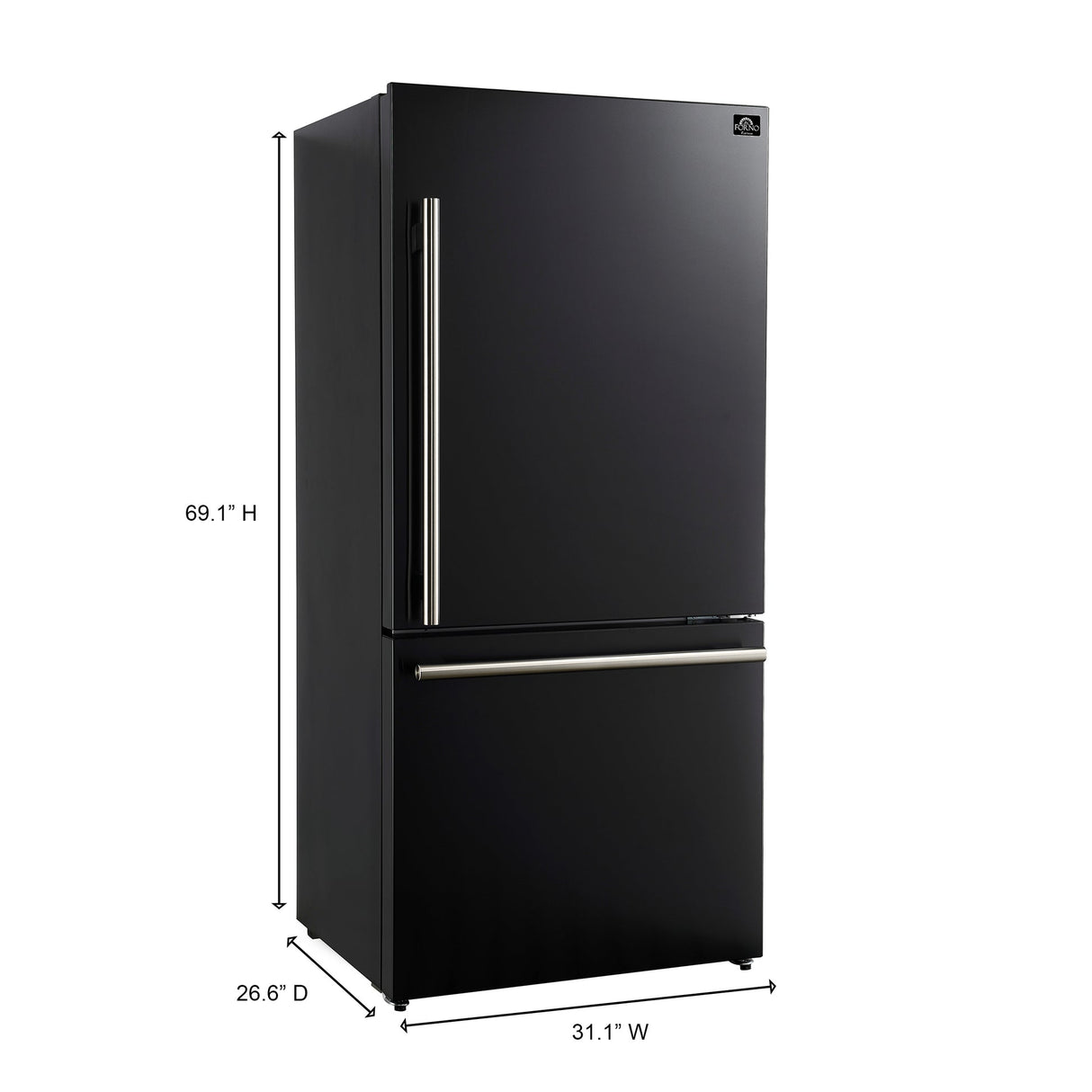 Forno Milano Espresso 31-Inch Bottom Freezer Refrigerator, 17.2 cu.ft Capacity