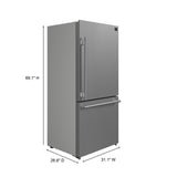 Forno Milano Espresso 31-Inch Bottom Freezer Refrigerator, Stainless Steel, 17.2 cu.ft Capacity, Right Swing Door