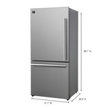 Forno Milano Espresso 31-Inch Stainless Steel Bottom Freezer Refrigerator, 17.2 cu.ft., Built-In Ice Maker