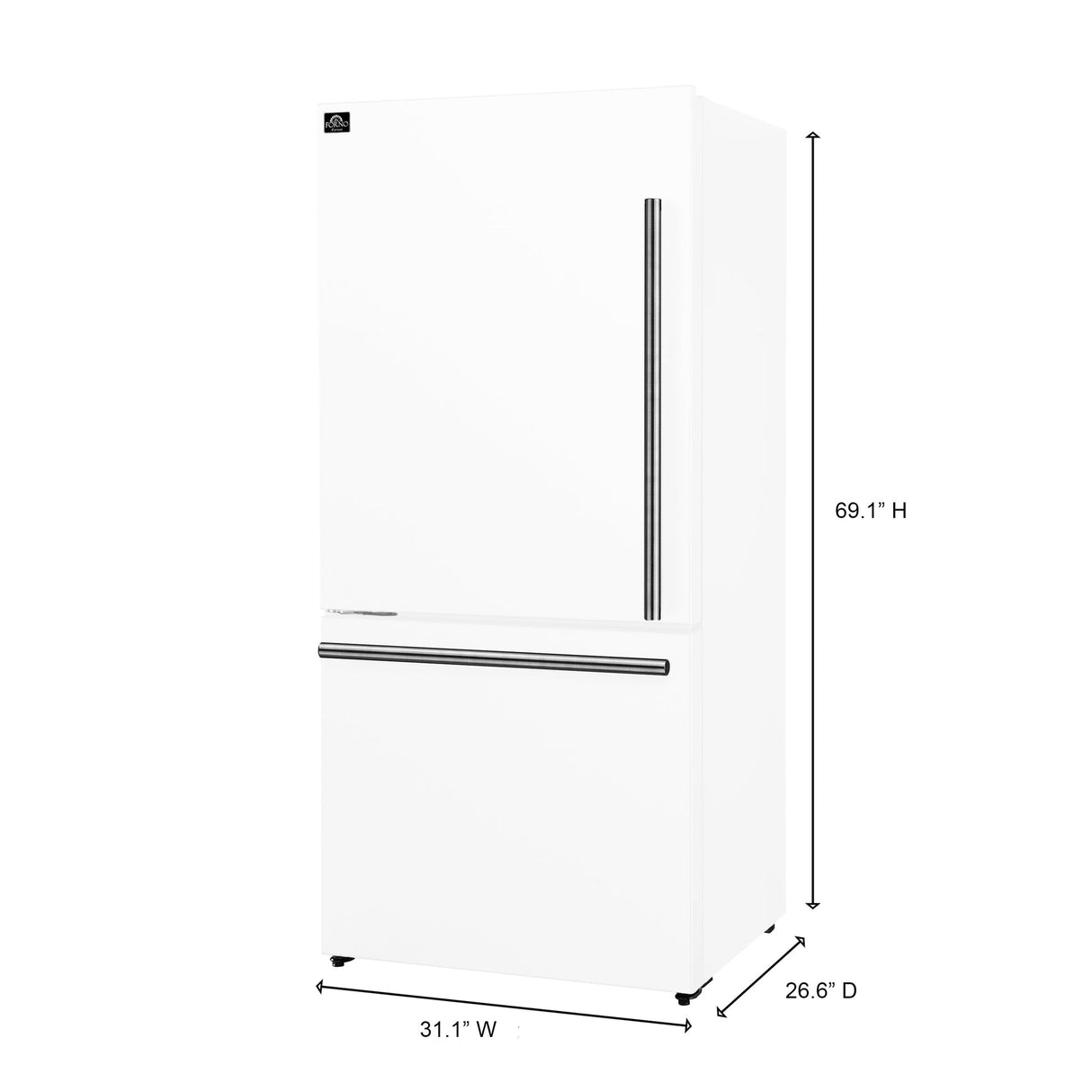 Forno Milano Espresso 31-Inch Bottom Freezer Refrigerator, 17.2 Cu. Ft., Energy-Efficient, No Frost, Built-In Ice Maker