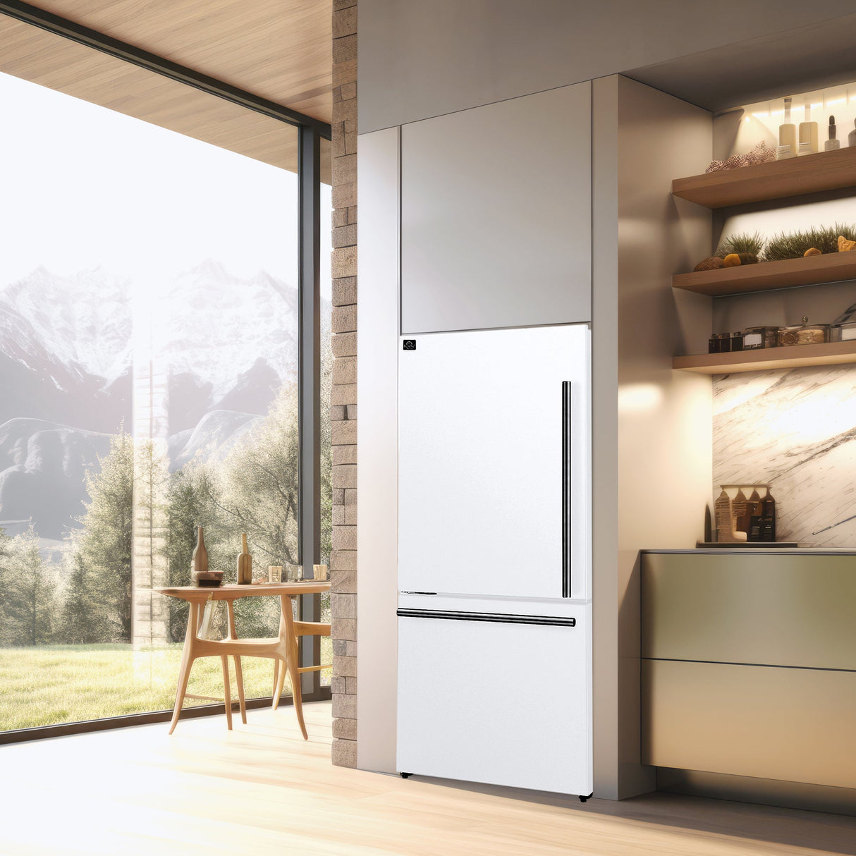 Forno Milano 2-Piece 62-Inch Freestanding Dual Bottom Freezer Refrigerator, 34.4 cu.ft, Touch Control, Ice Maker