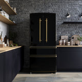 Forno Luigi 33-Inch French Door Refrigerator, 18 cu.ft, Antique Brass Handles, ENERGY STAR Certified