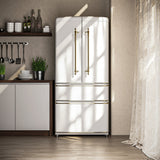 Forno Luigi 33-Inch French Door Refrigerator, 18 cu.ft, Antique Brass Handles, ENERGY STAR Certified