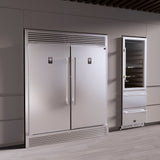 Forno Rizzuto 56-Inch Convertible Refrigerator/Freezer Set, 27.6 cu.ft Total Capacity, Decorative Grill