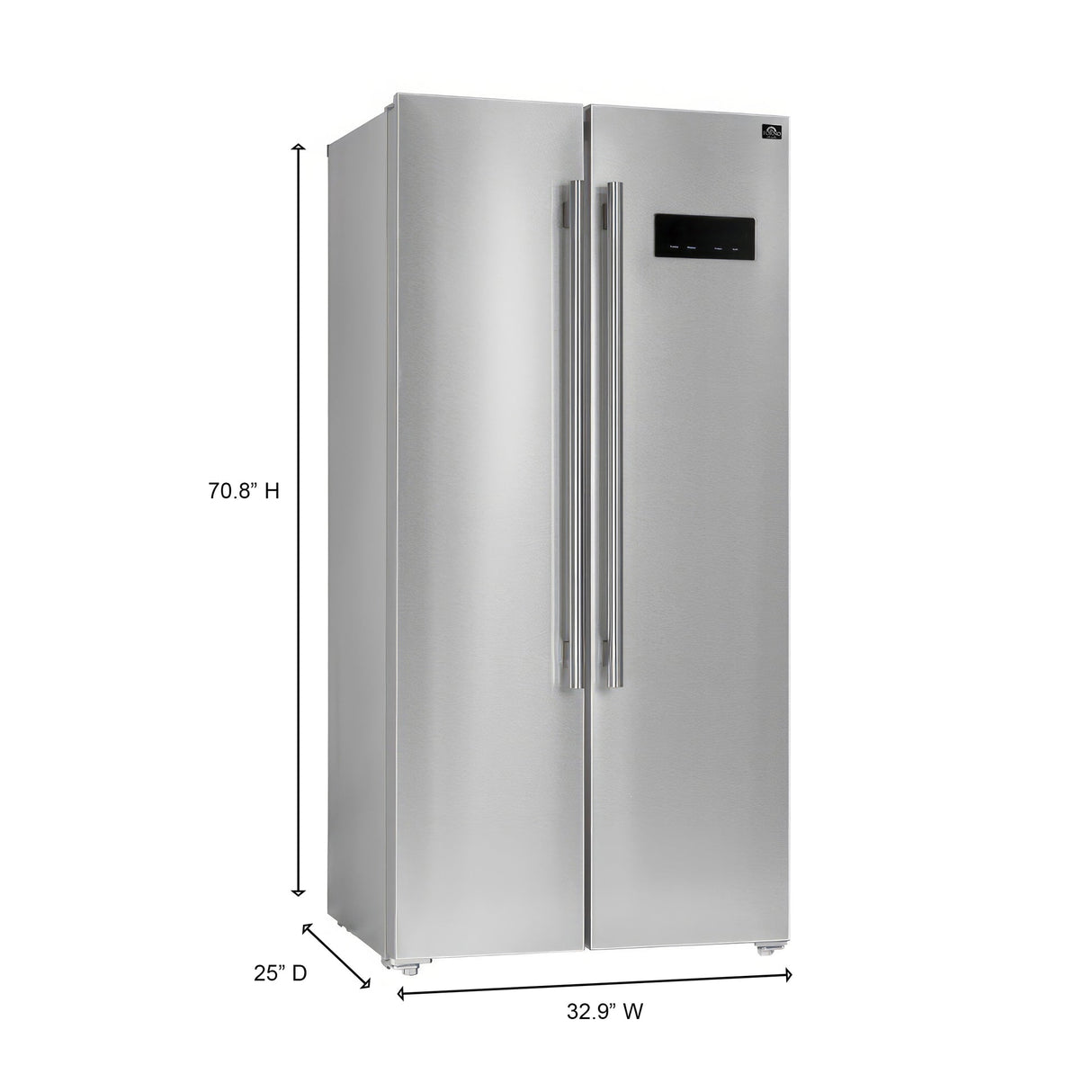 Forno Salerno 33-Inch Side-by-Side Stainless Steel Refrigerator, 15.6 cu.ft