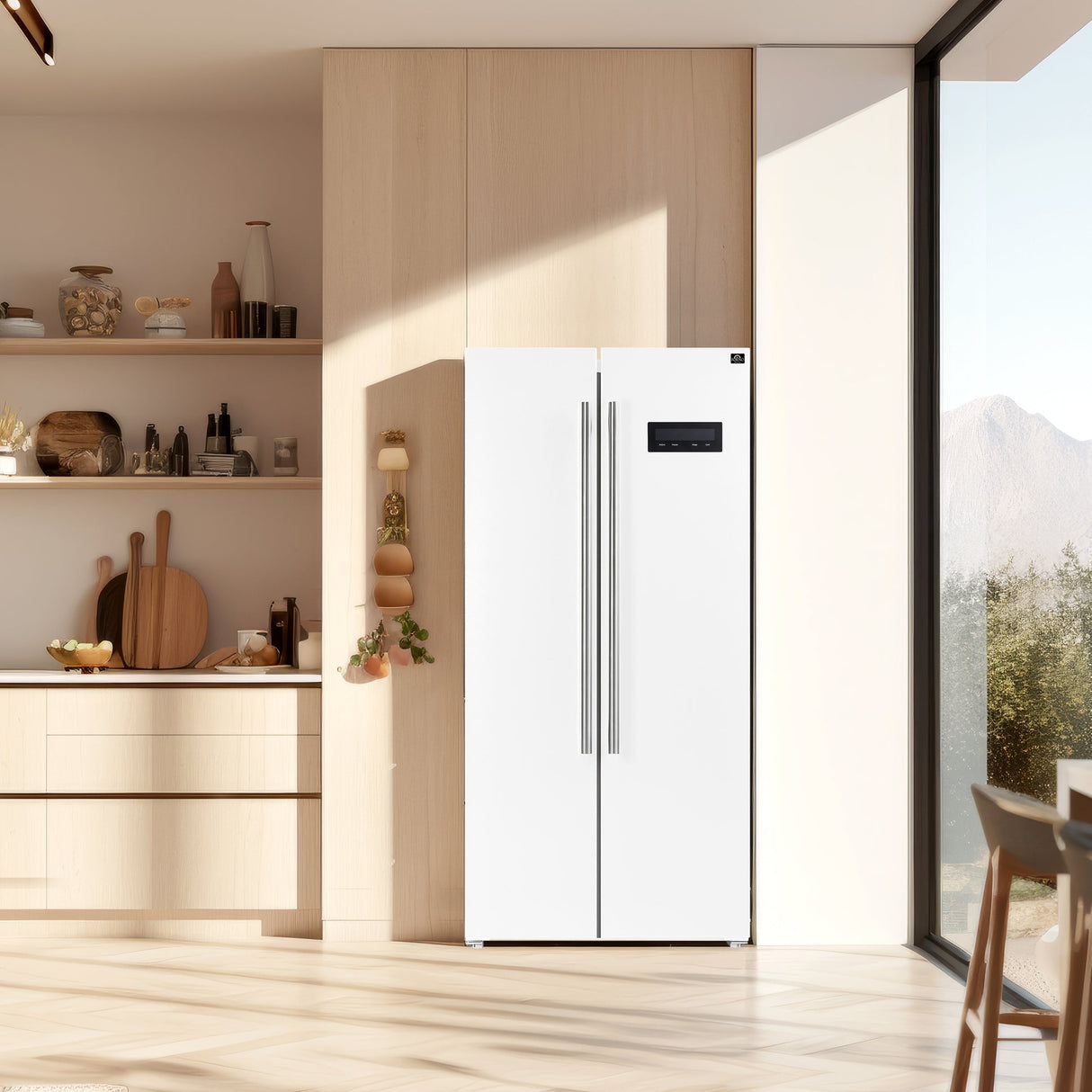 Forno Salerno Espresso 33-Inch Side-by-Side Refrigerator, 15.6 Cu. Ft., Energy-Efficient, No Frost, Modern Design