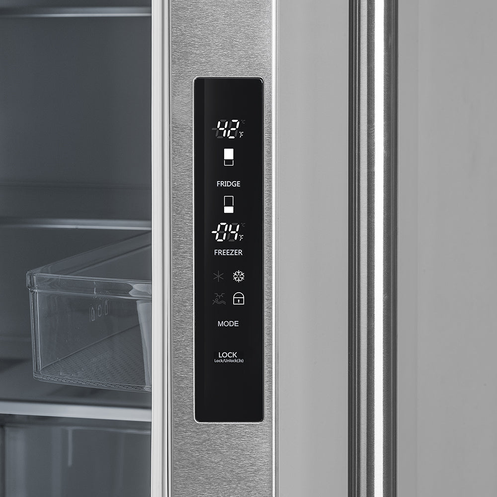 Forno Moena 40-Inch French Door Refrigerator, Stainless Steel, 19.2 cu.ft, Decorative Grill