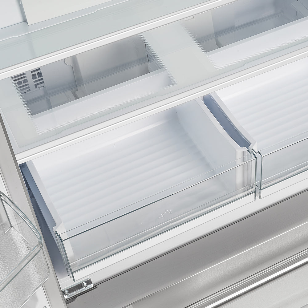 Forno Moena 40-Inch French Door Refrigerator, Stainless Steel, 19.2 cu.ft, Decorative Grill