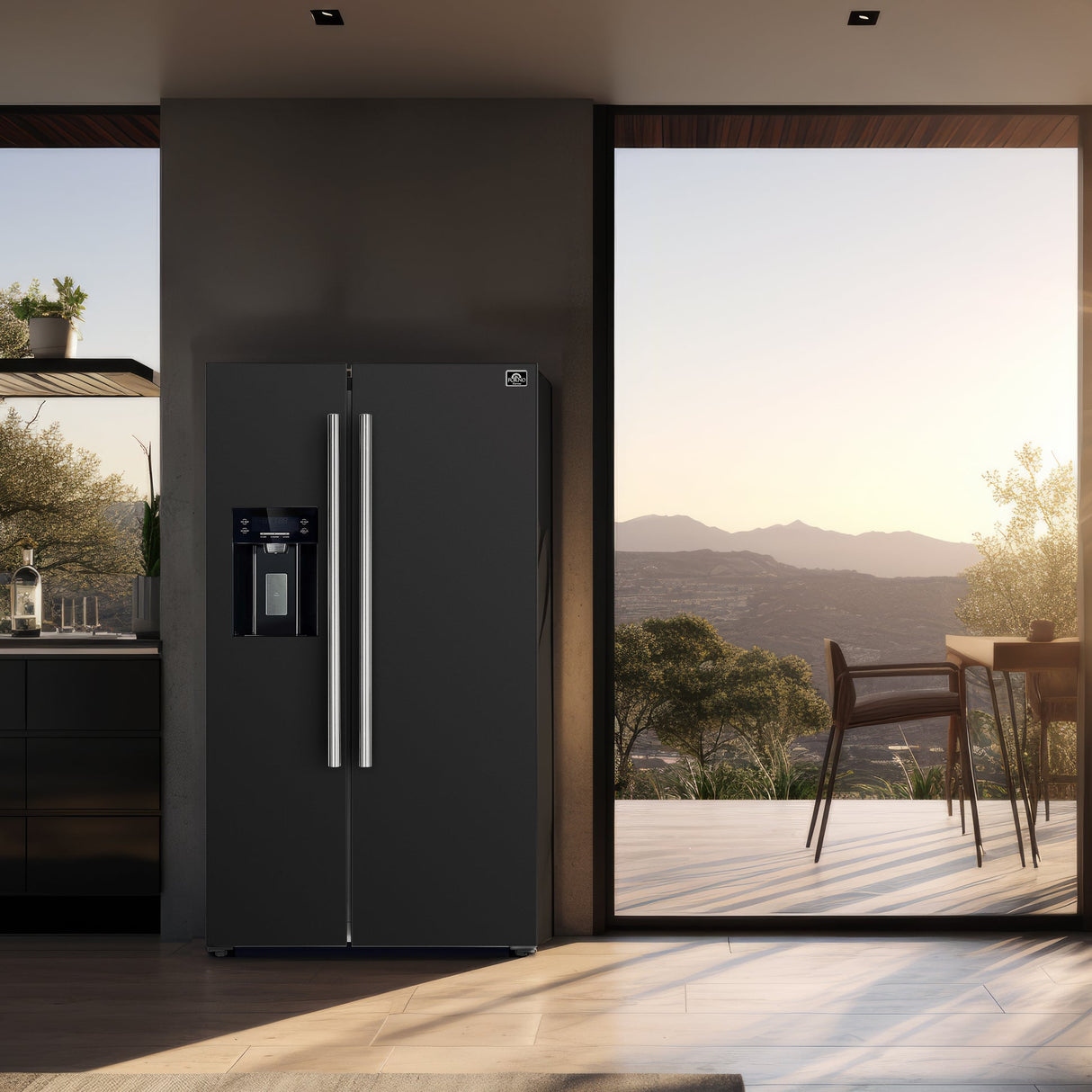Forno Salerno Espresso 36-Inch Side-by-Side Refrigerator, 20 Cu. Ft., Frost-Free, Ice & Water Dispenser