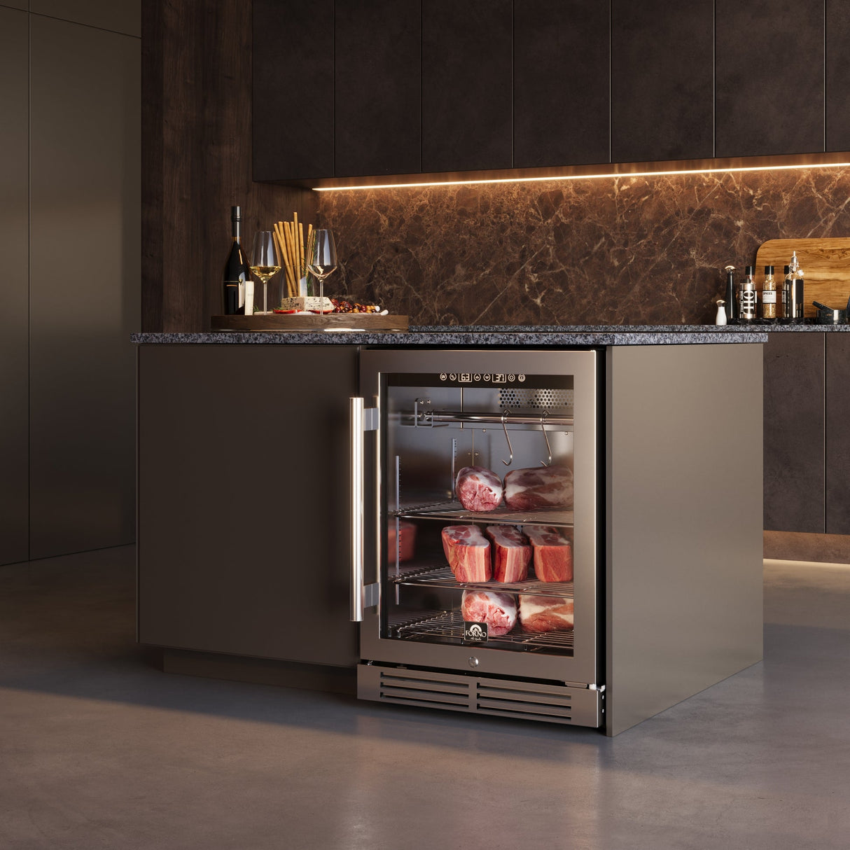 Forno Asciutto 24" Dry Aging Cabinet – 4.41 cu.ft, LED Lighting & Adjustable Shelves