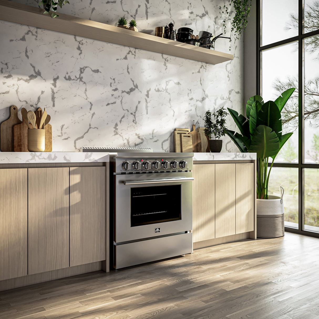 Forno Paolo Freestanding Electric Range, Stainless Steel, True Convection Oven, Energy Efficient
