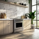 Forno Paolo Freestanding Electric Range, Stainless Steel, True Convection Oven, Energy Efficient