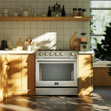 Forno Leonardo 30-Inch Stainless Steel Gas Range, 5 Sealed Burners, 5 cu.ft. Convection Oven