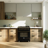 Forno Massimo Freestanding Dual Fuel Range with Antique Brass Accessories, Convection Oven