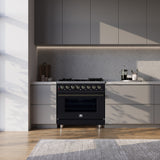 Forno Massimo Freestanding Dual Fuel Range with Antique Brass Accessories, Convection Oven
